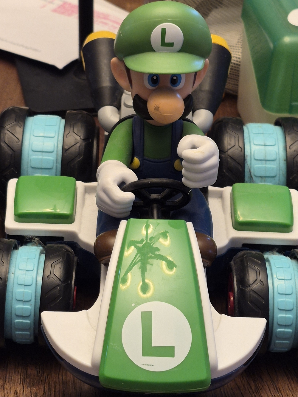 Untested Luigi Green Racing Kart Toy - Green/White Remote Control